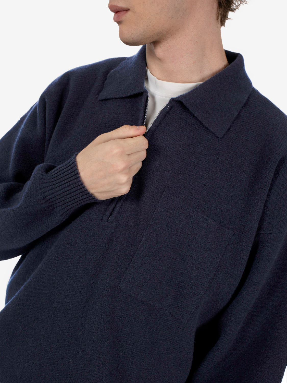 Polo con zip comfort navy
