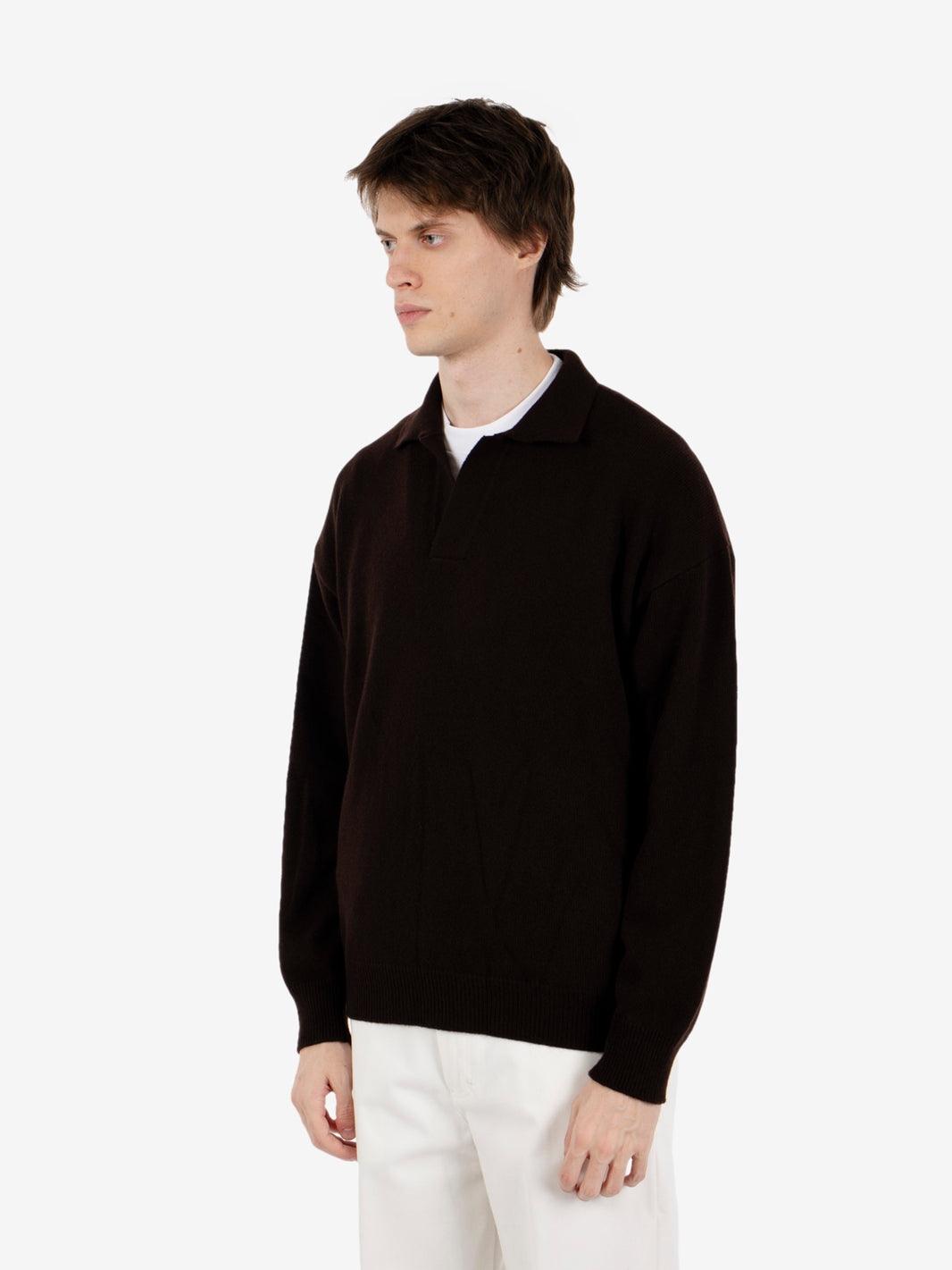 Skipper dark brown knit polo