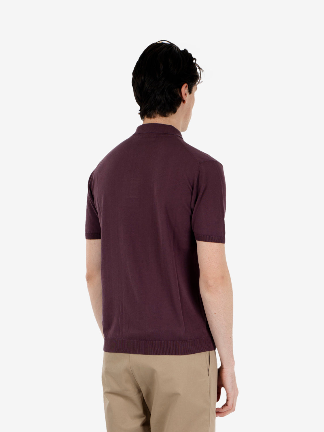 Burgundy short-sleeved polo shirt