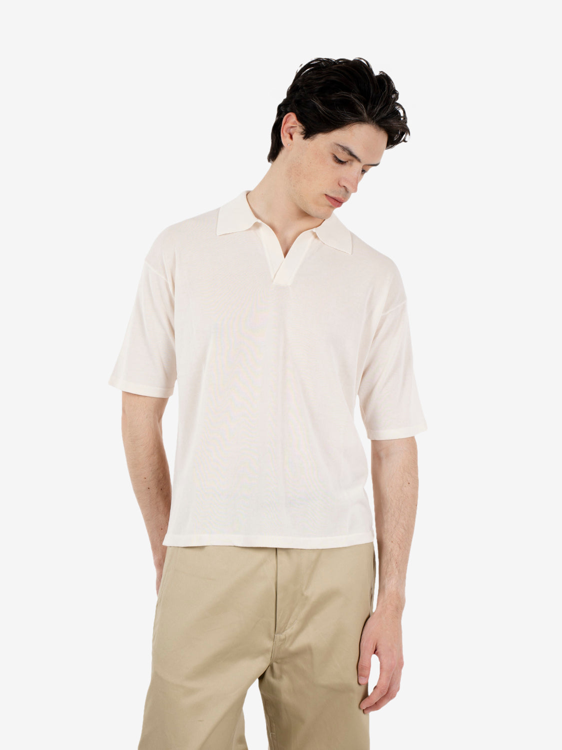 Polo manica corta comfy fit ecru