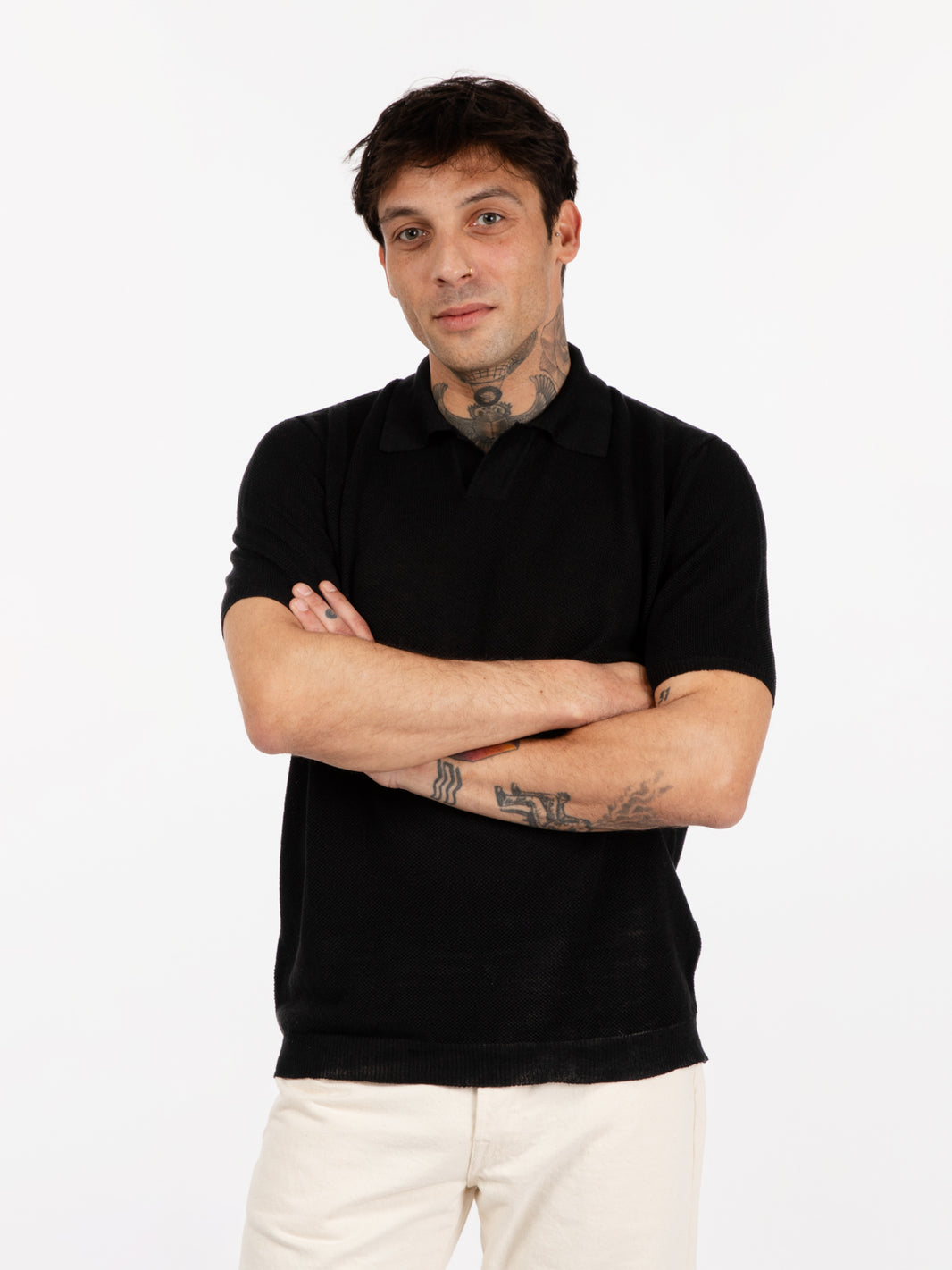Polo maniche corta punto piquet nero