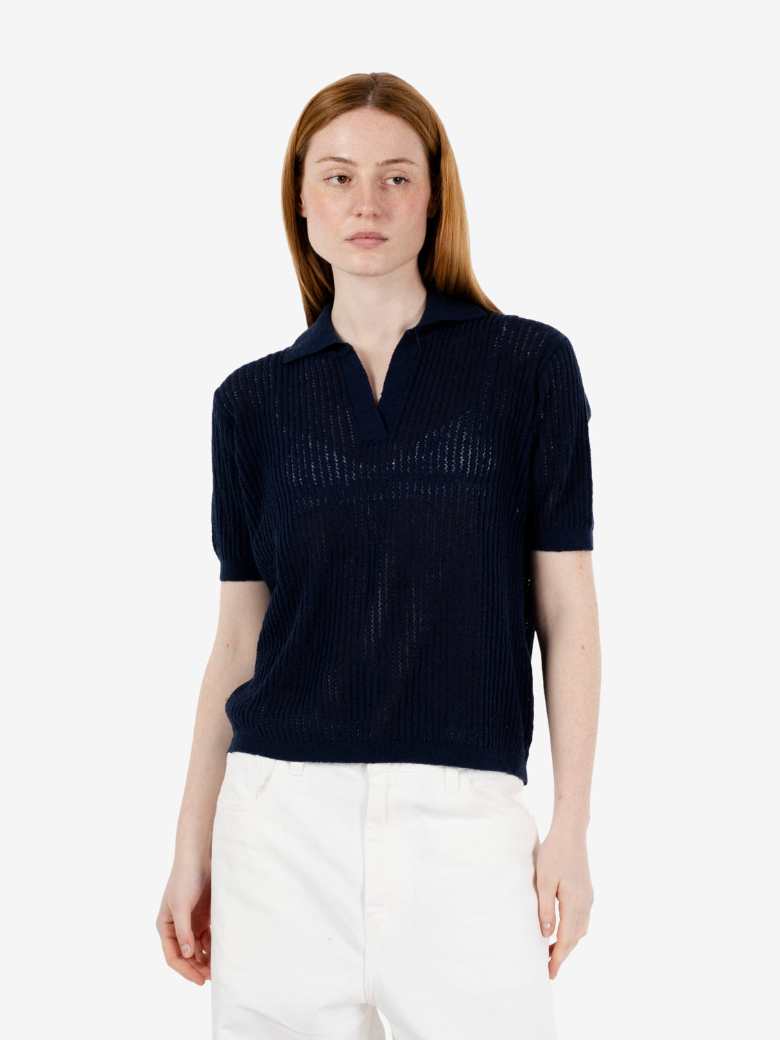 Polo traforata navy