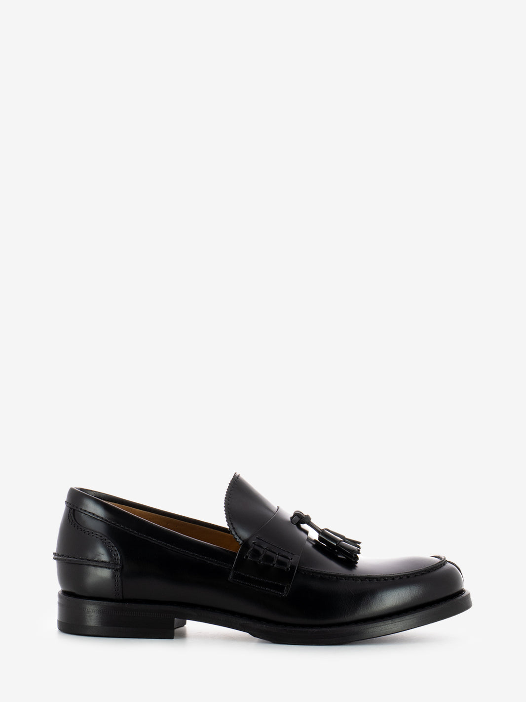 Mocassini con nappine in pelle shine neri