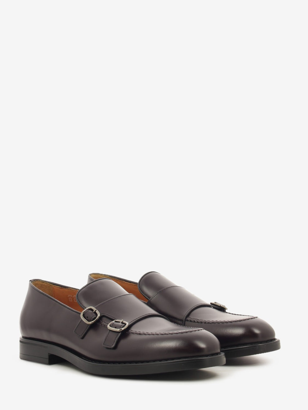Mocassini in pelle con fibbie bordeaux