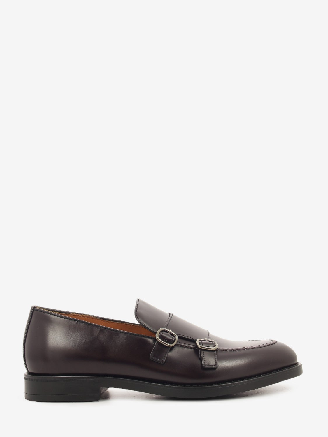 Mocassini in pelle con fibbie bordeaux