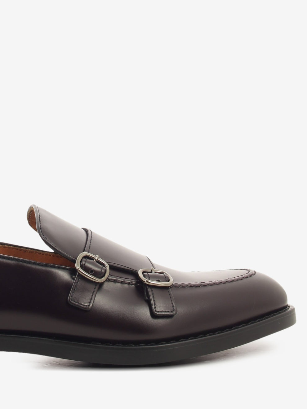 Mocassini in pelle con fibbie bordeaux