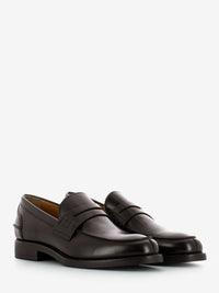 Brushed dark brown leather moccasins