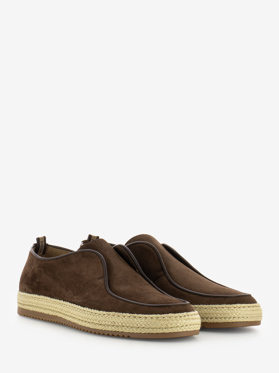 Slip on suede with burnt braided bottom