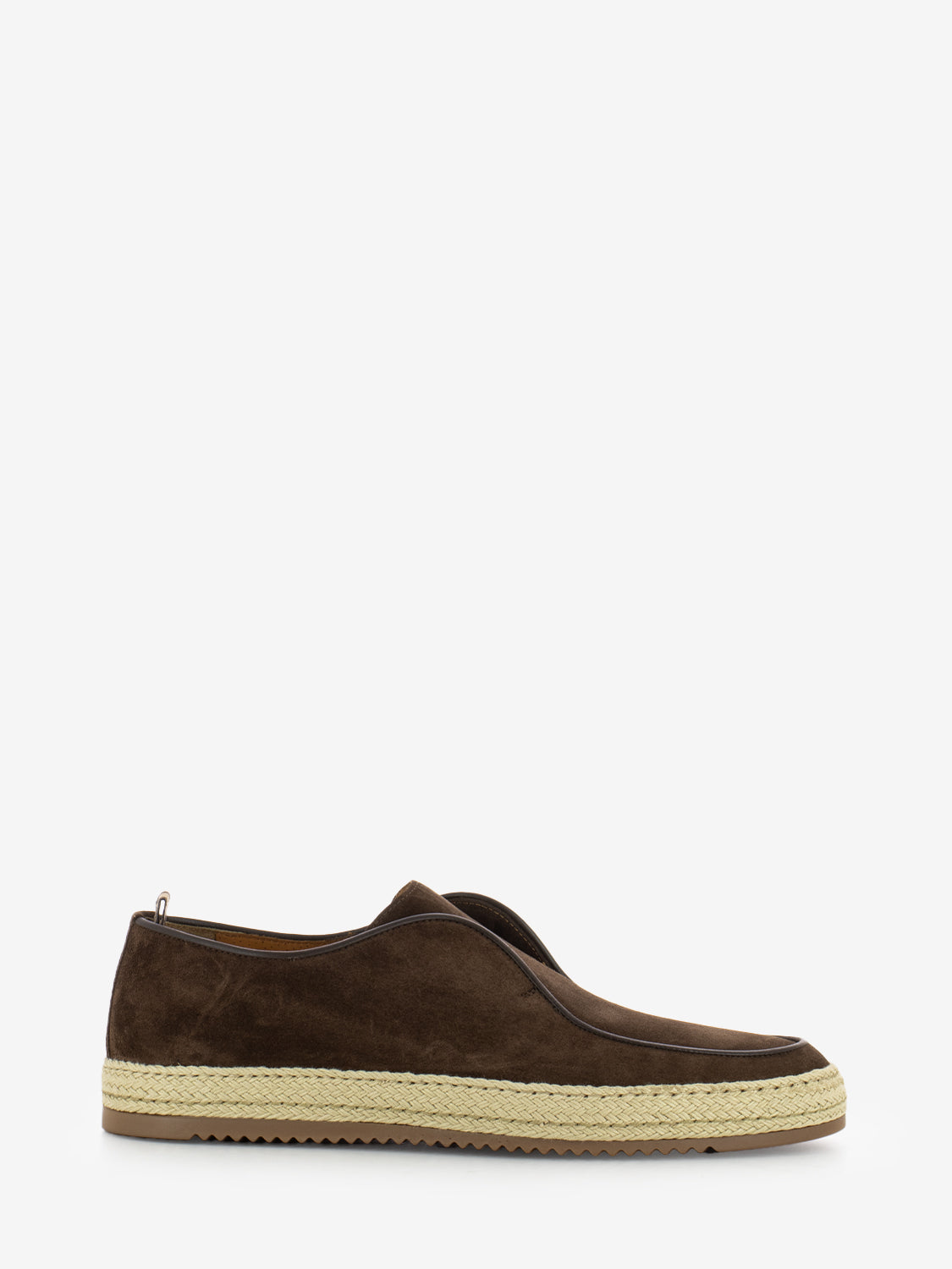 Slip on suede with burnt braided bottom