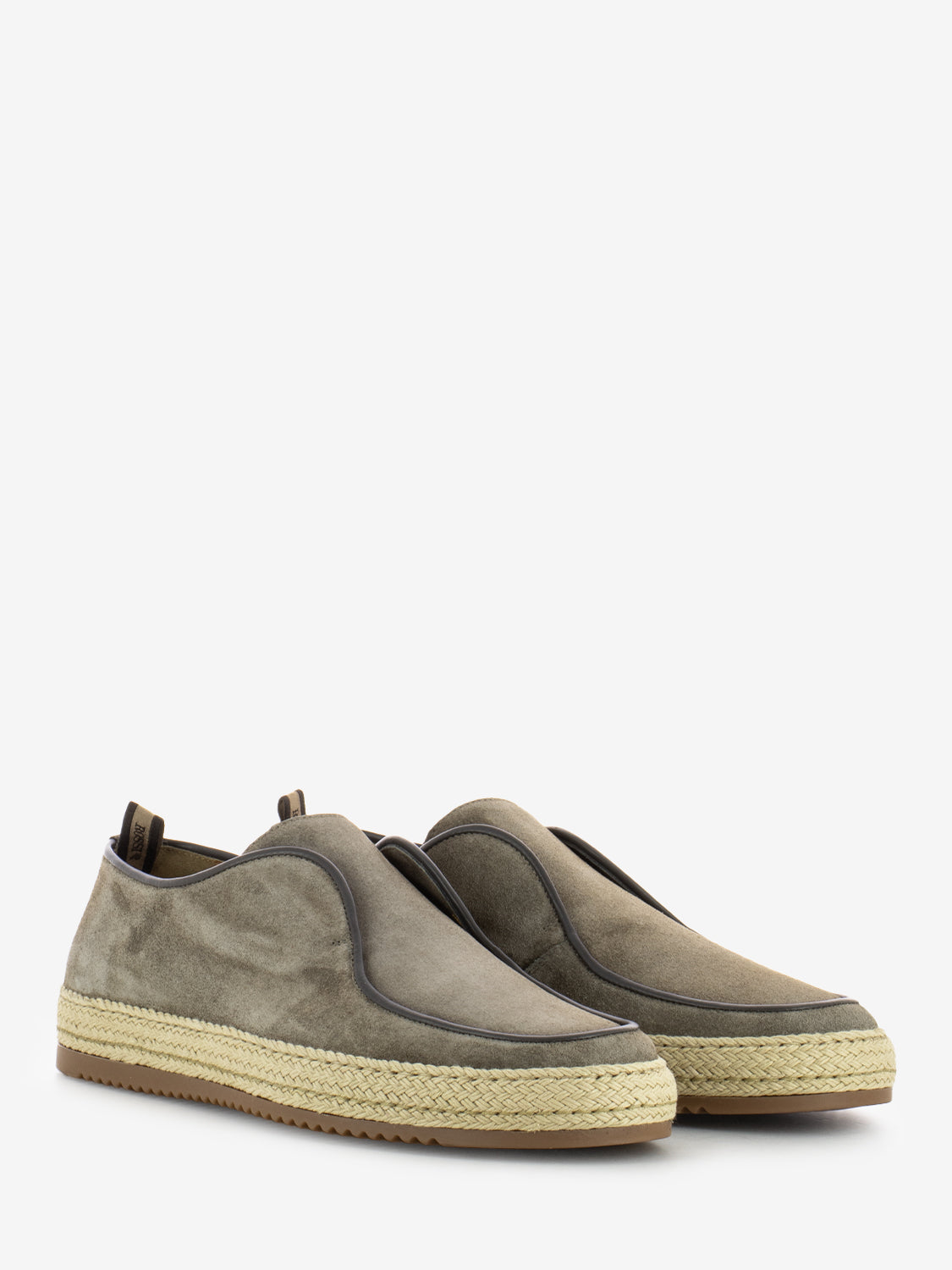 Suede slip on with grey woven sole