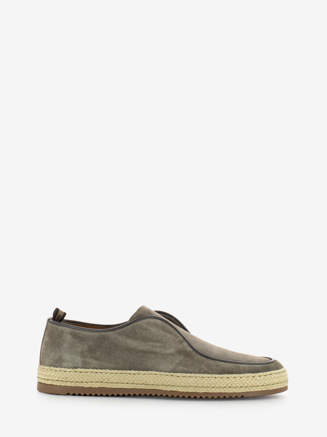 Suede slip on with grey woven sole