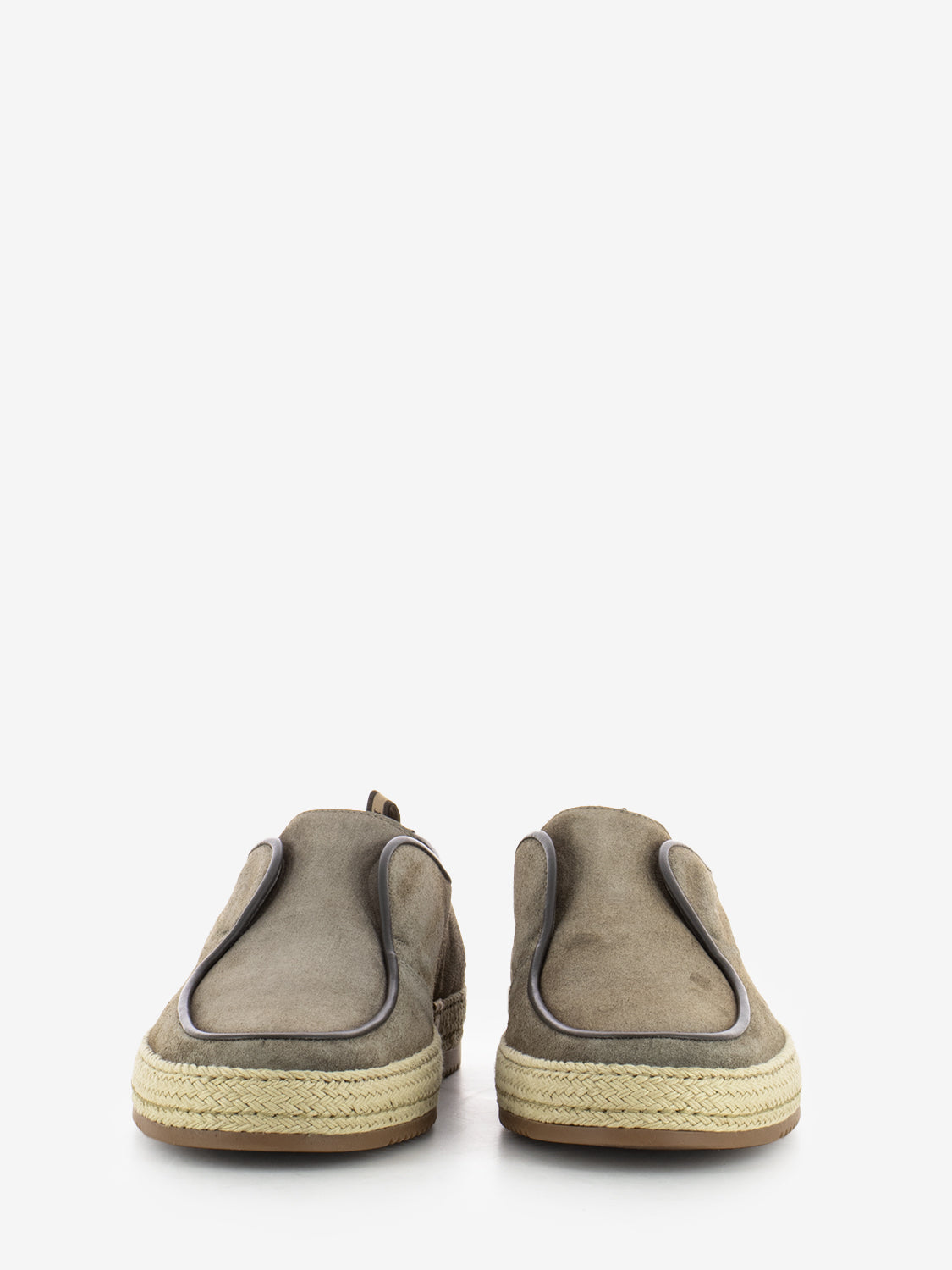 Suede slip on with grey woven sole