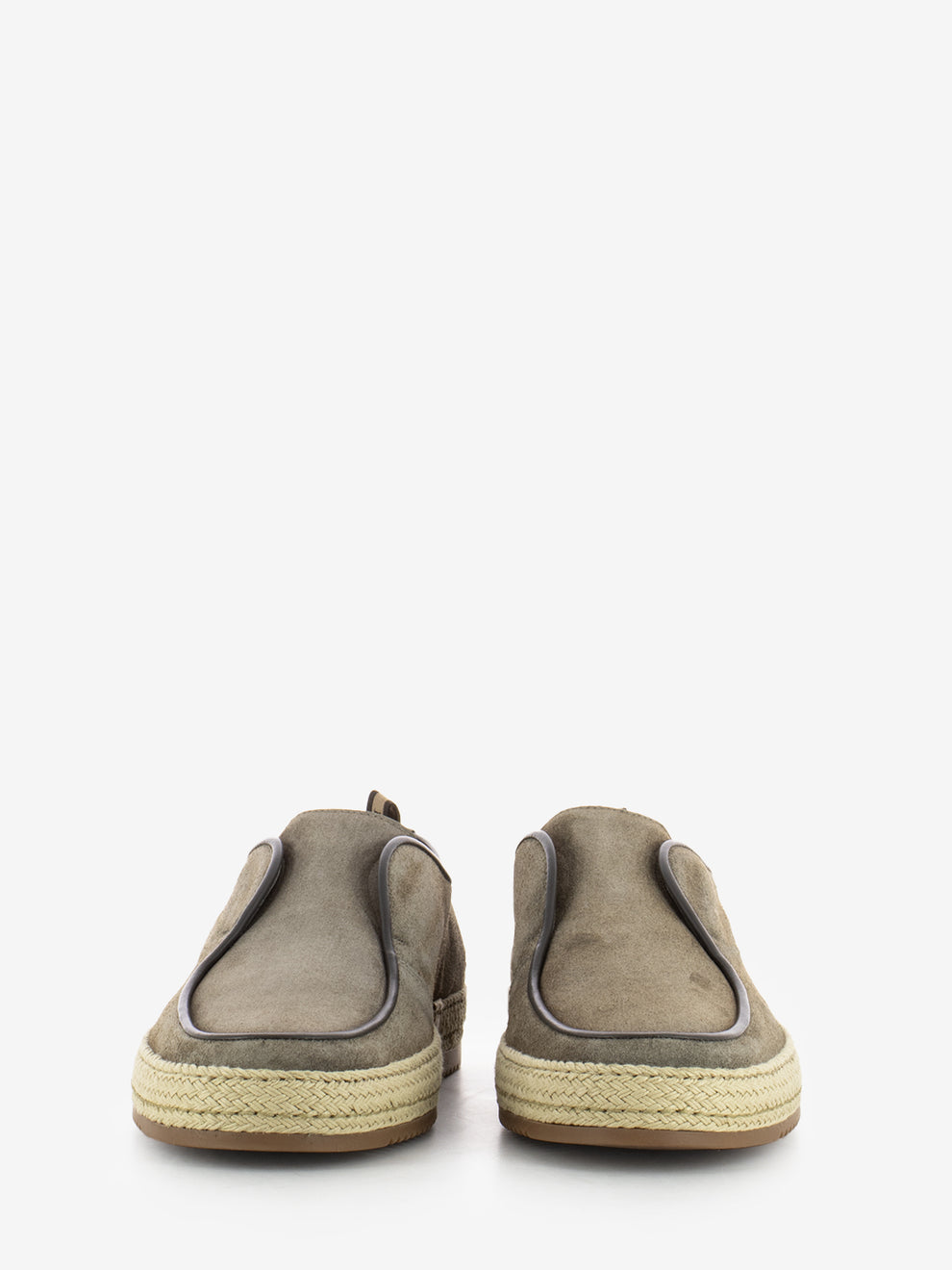Suede slip on with grey woven sole
