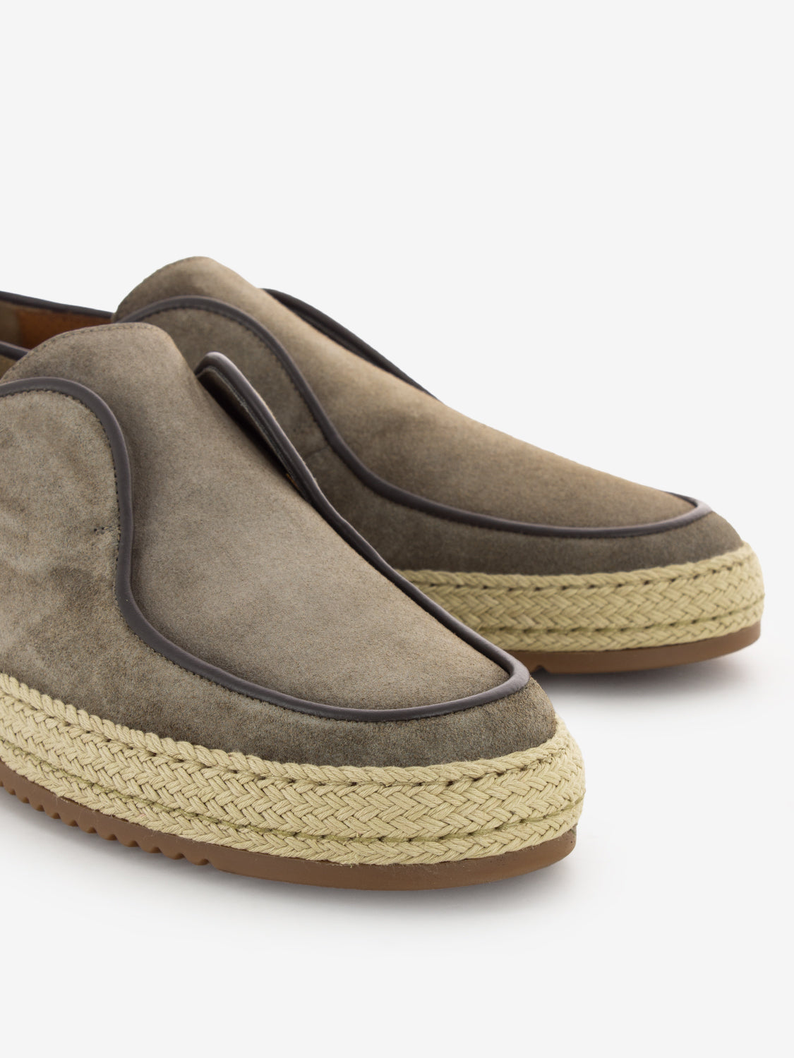 Suede slip on with grey woven sole