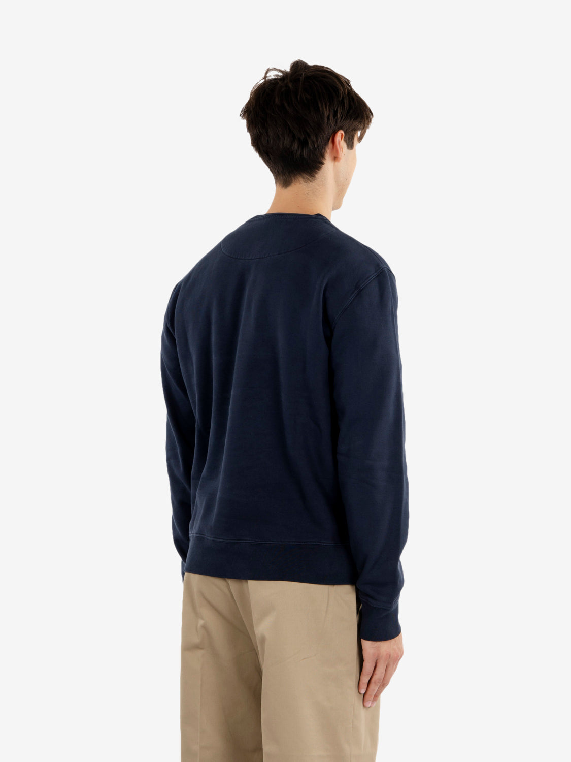 Crew neck Supima sweater in navy blue