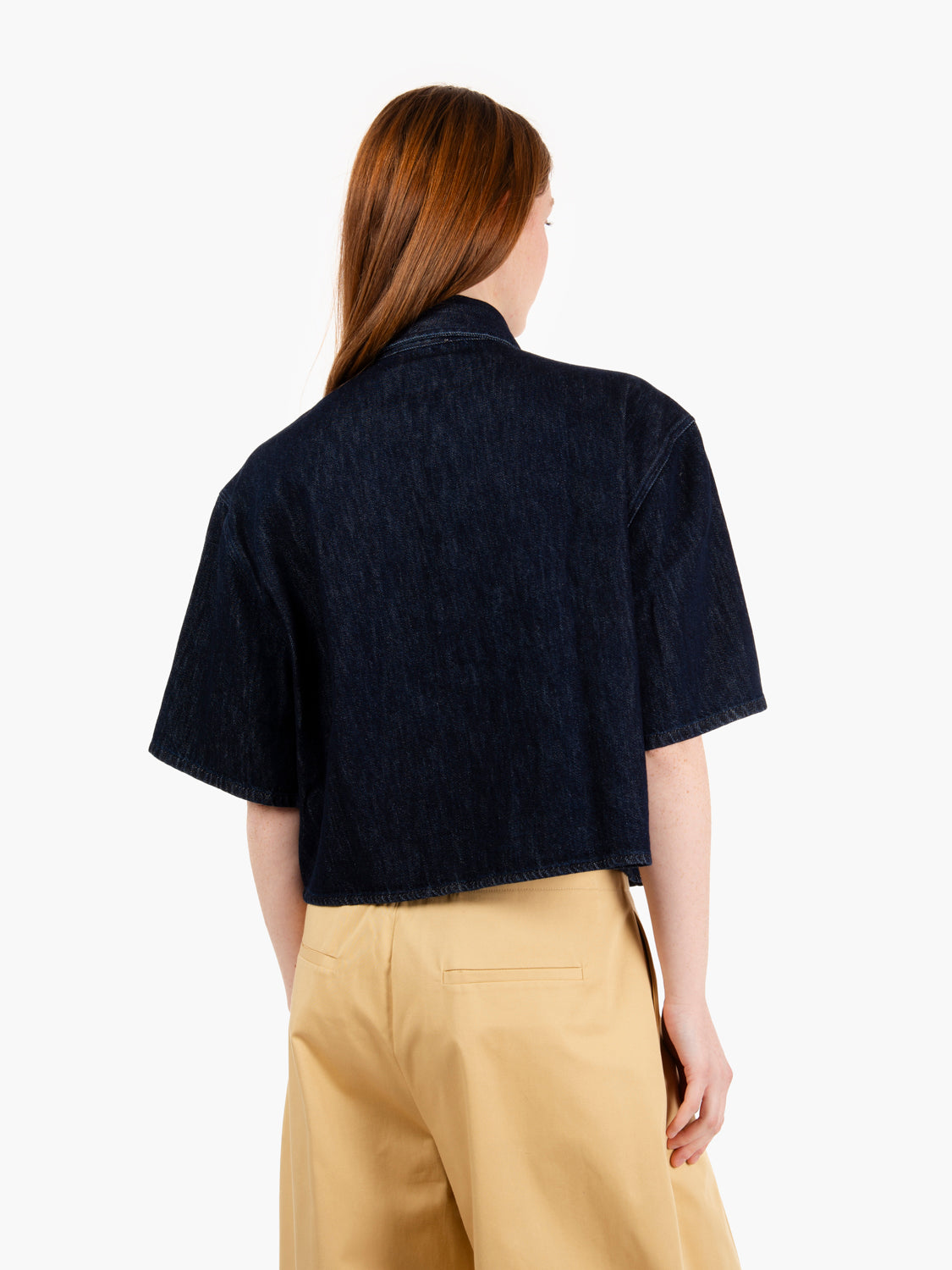 Rinse denim blue short sleeve shirt