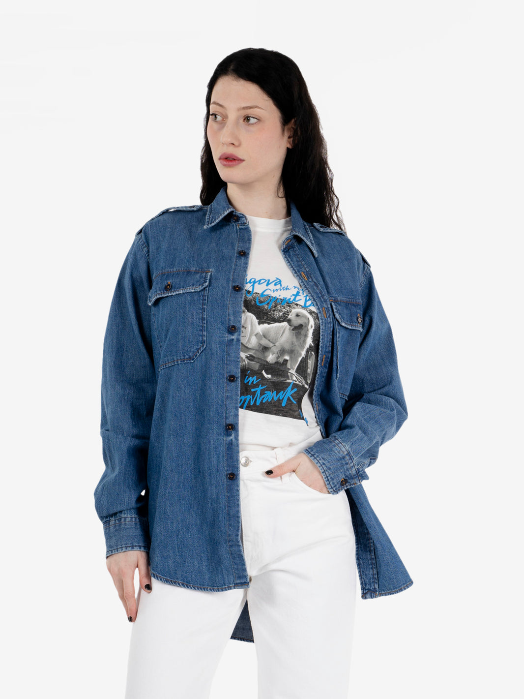 Military shirt RREVA HERZIGOVA Denim Vintage wash Denim