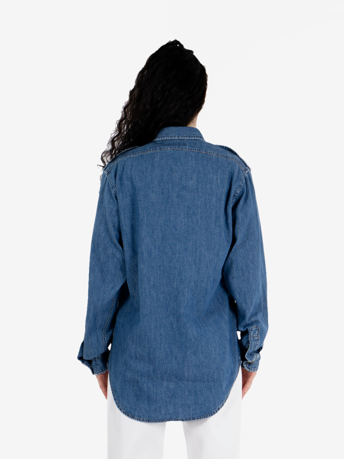 Eva Herzigova x Roy Roger's Camicia military denim vintage blu