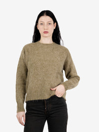 Crew neck alpaca blend army green