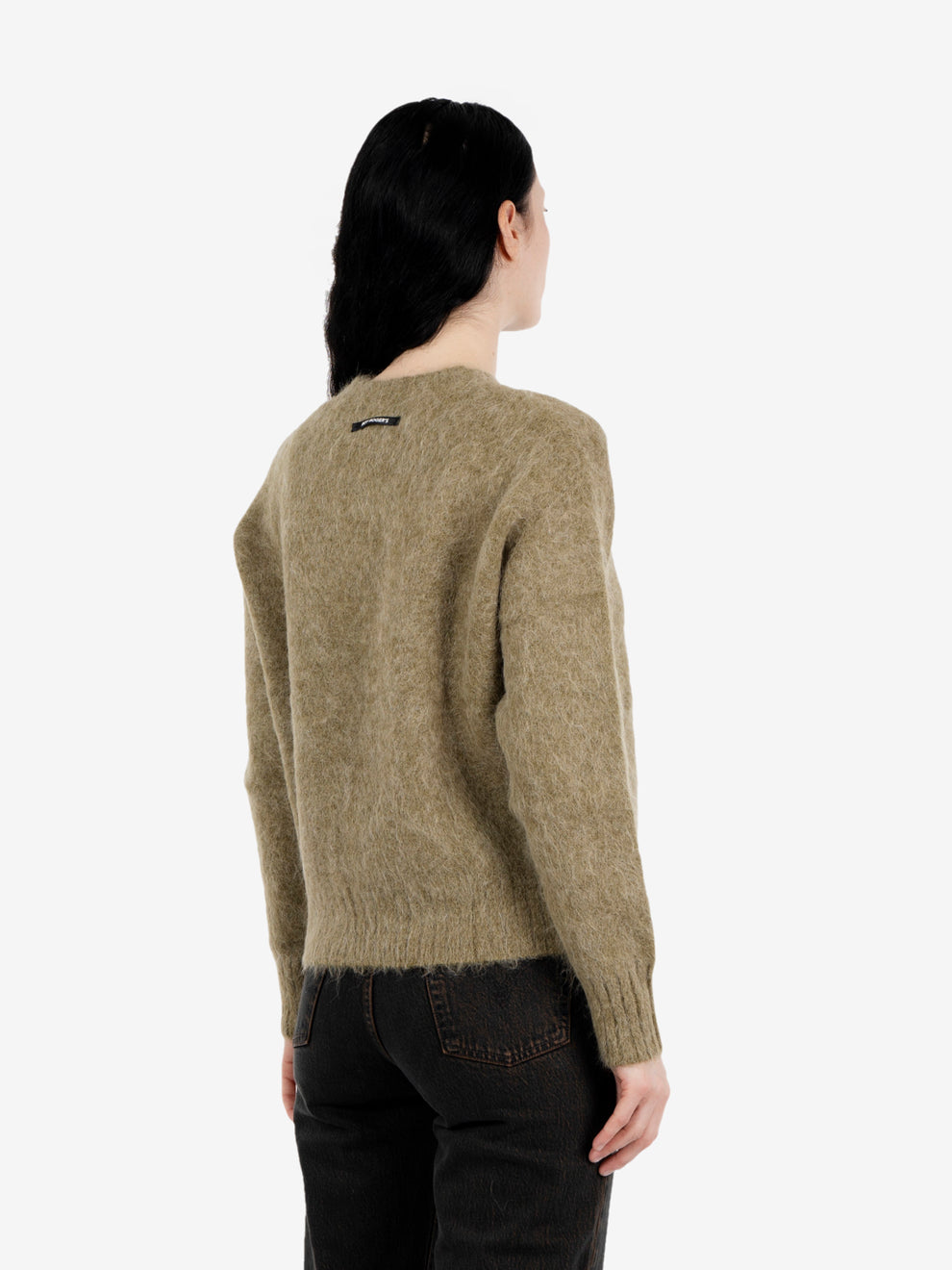 Crew neck alpaca blend army green