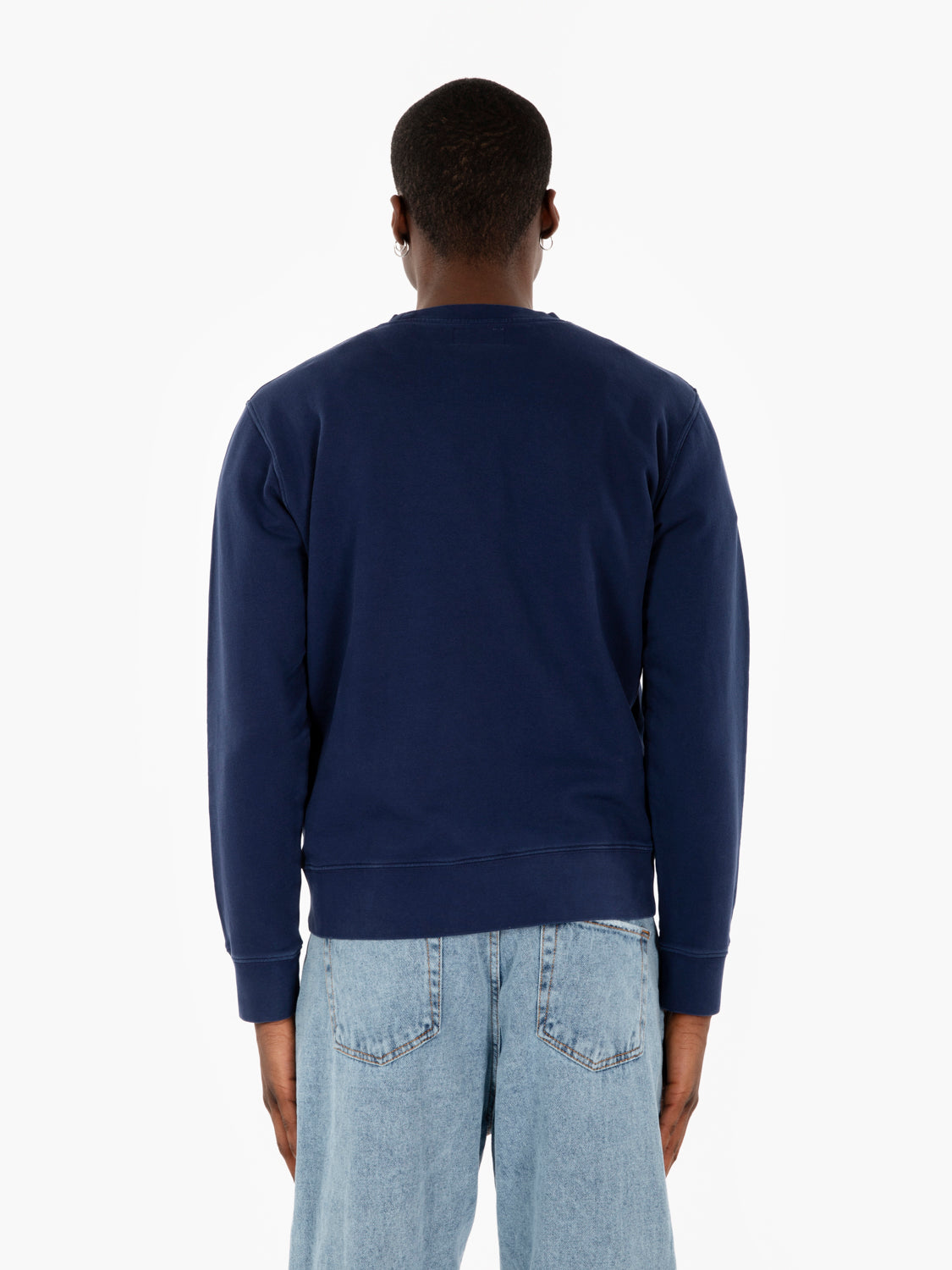 Felpa girocollo con logo lettering blue navy