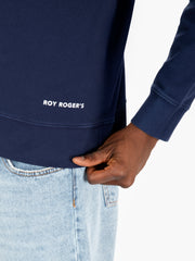 ROY ROGER'S - Felpa girocollo con logo lettering blue navy