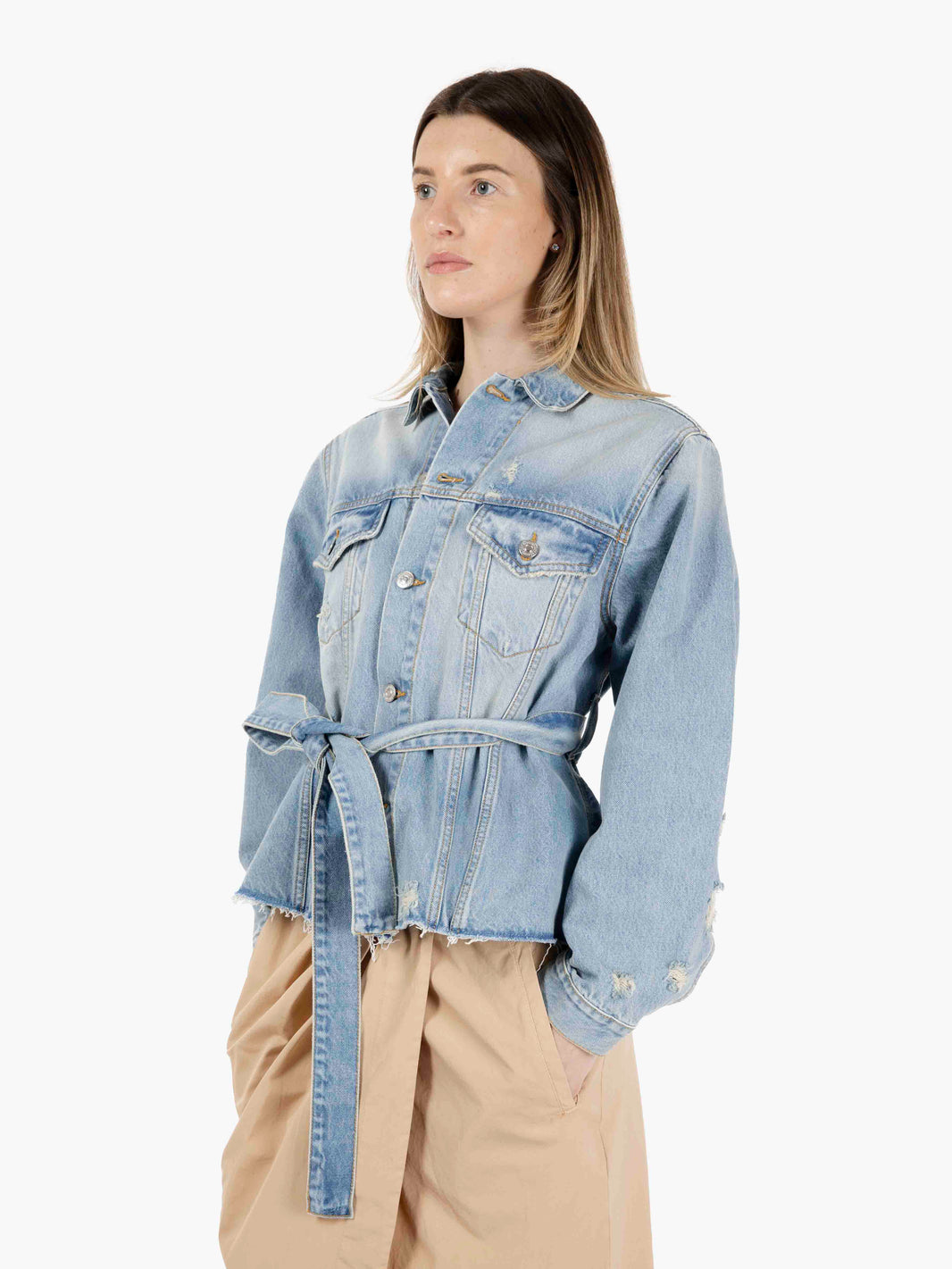Giacca in jeans broken denim chiaro