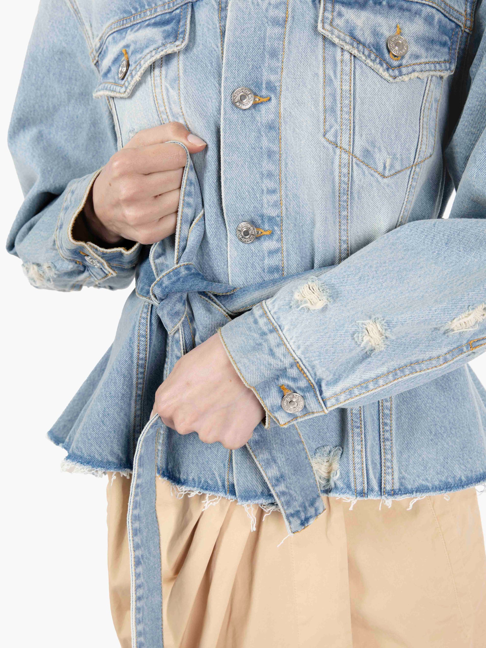 Giacca in jeans broken denim chiaro