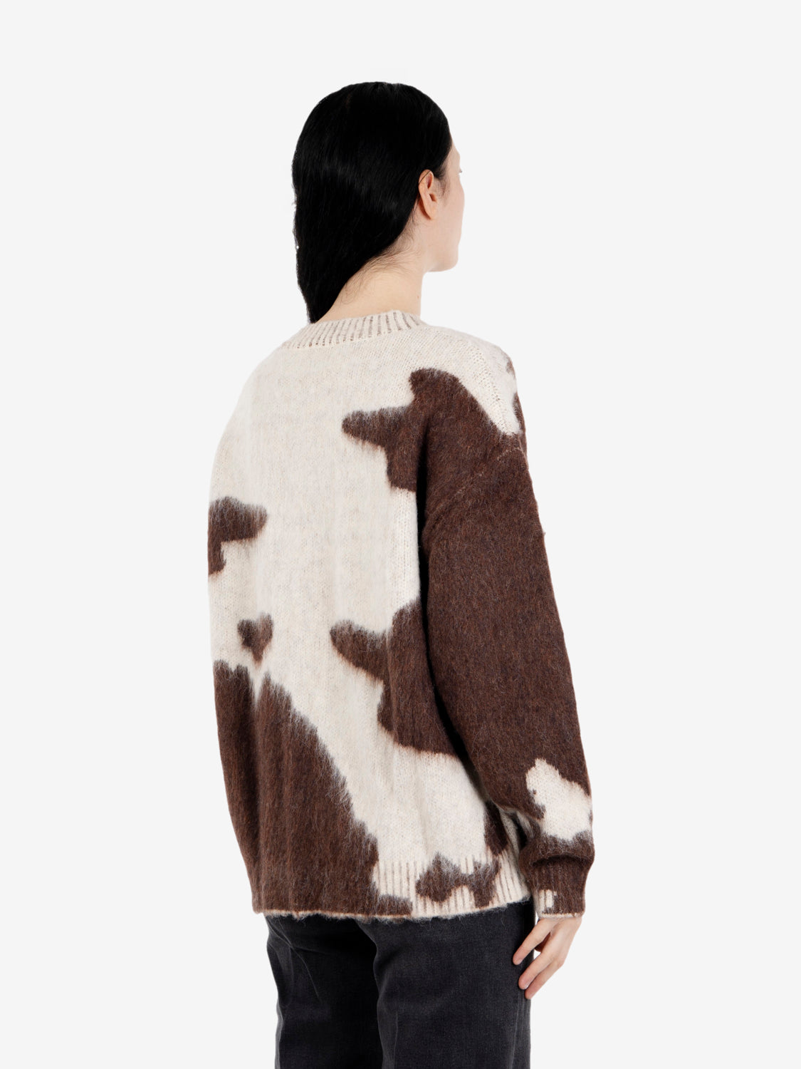Hunting cardigan pony pattern jacquard brown mix