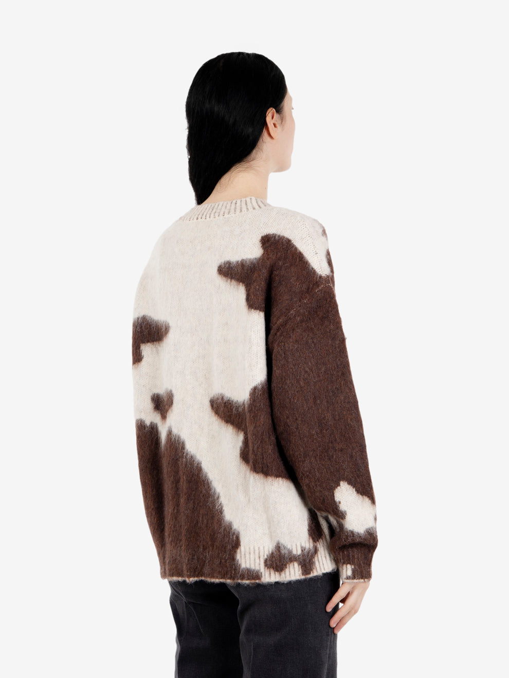Hunting cardigan pony pattern jacquard brown mix