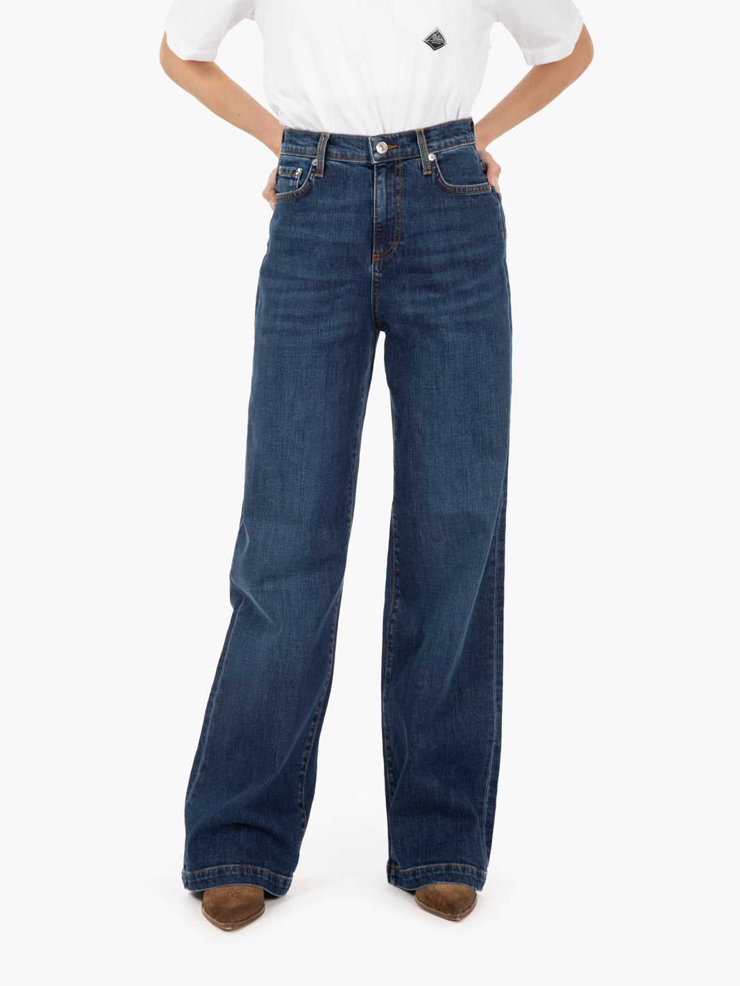 Jeans a palazzo Marta denim stone blu
