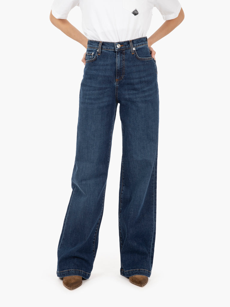 ROY ROGER'S - Jeans a palazzo Marta denim stone blu