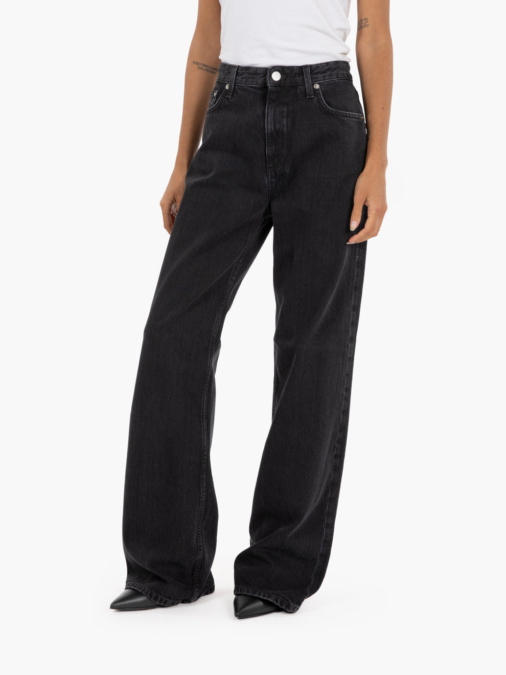 Super Wide Denim Black Jeans