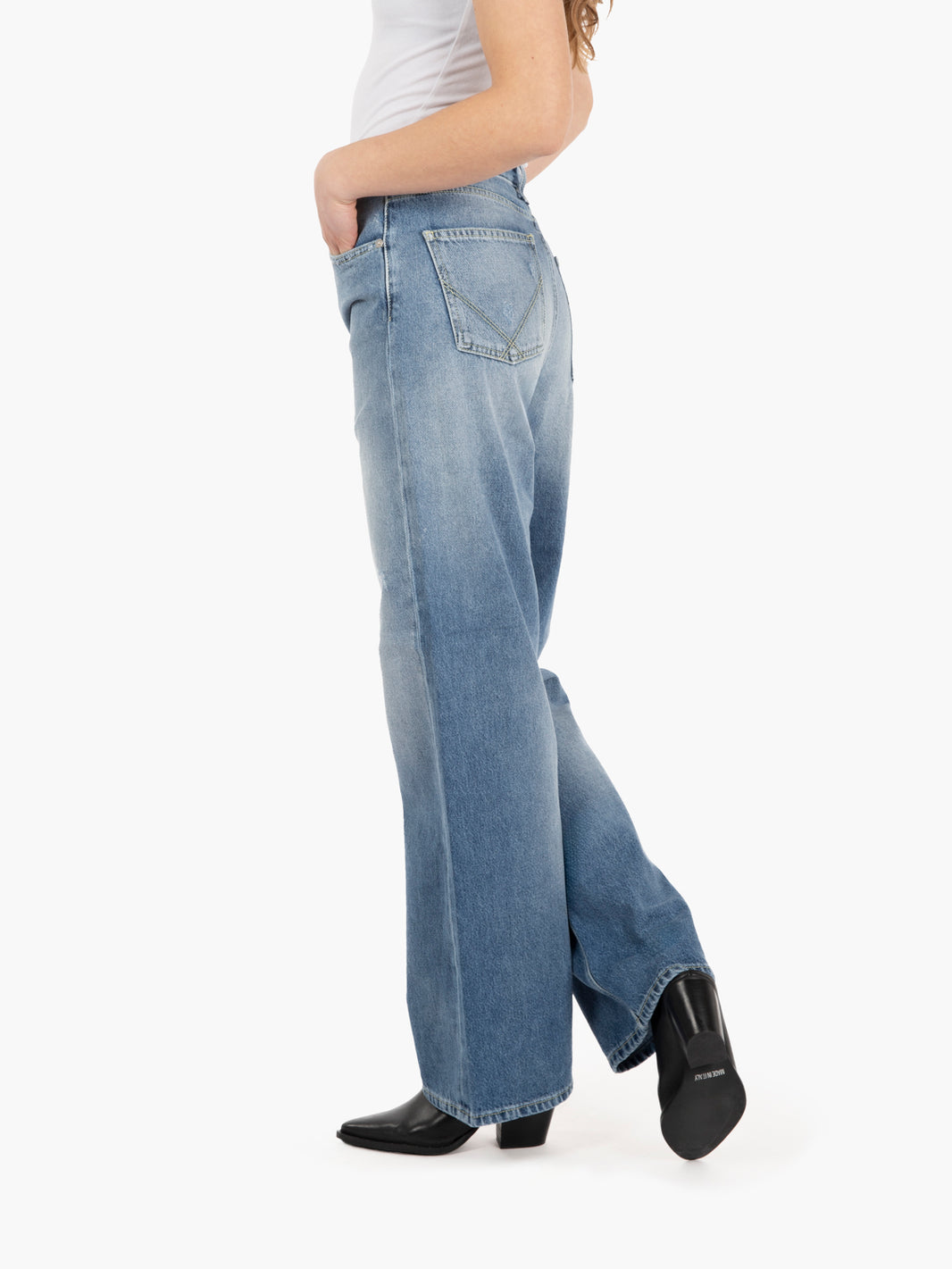 Jeans Lawrence wide vita bassa azzurro