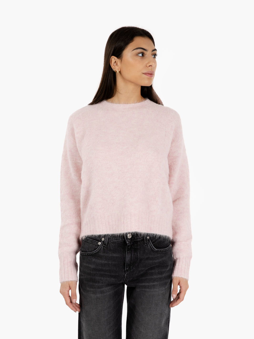 Pink alpaca crew neck sweater
