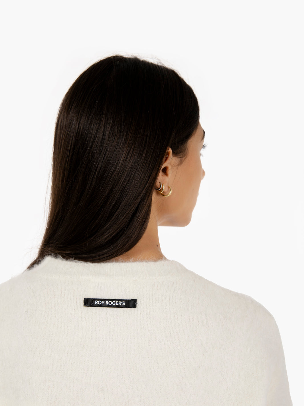 White alpaca crew neck sweater