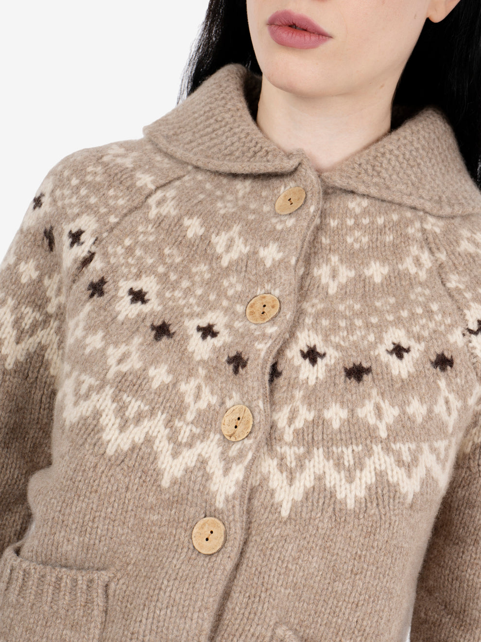Norway cardigan Old Glory merino wool taupe