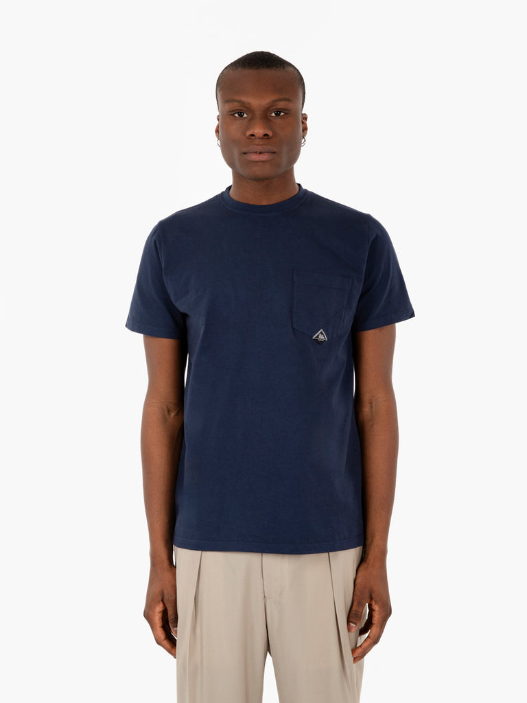 ROY ROGER'S - T-shirt con taschino e logo blue navy