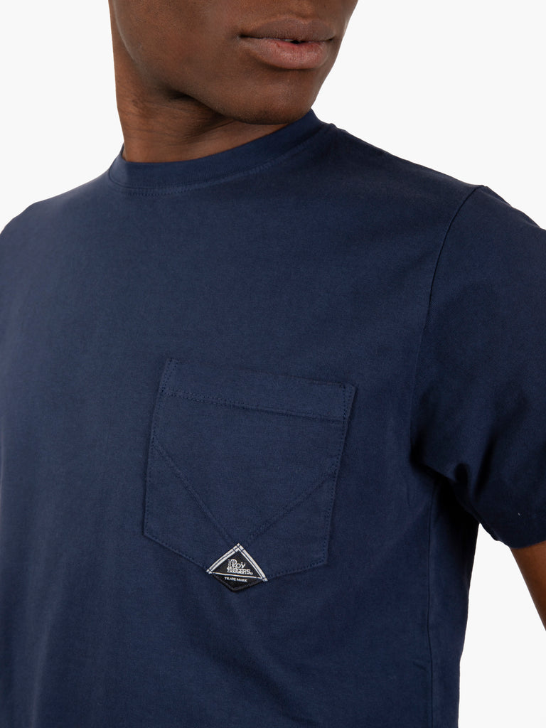 ROY ROGER'S - T-shirt con taschino e logo blue navy