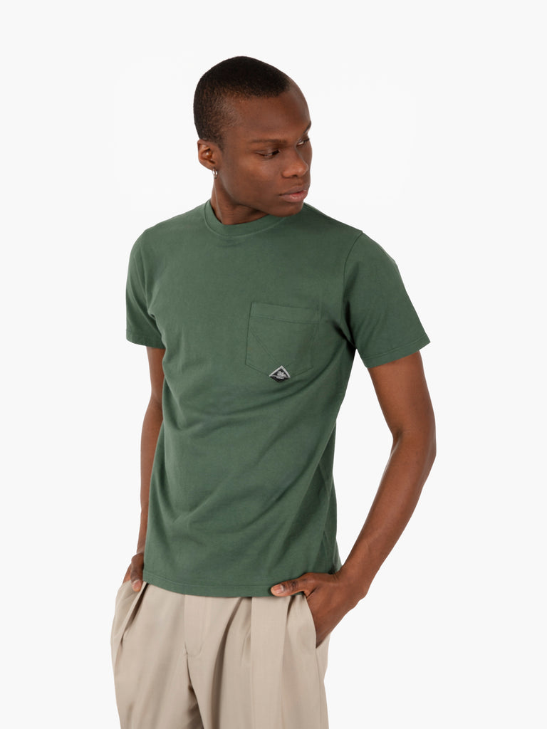 ROY ROGER'S - T-shirt con taschino e logo university green