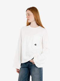 Women's white T-shirt with pocket and logo