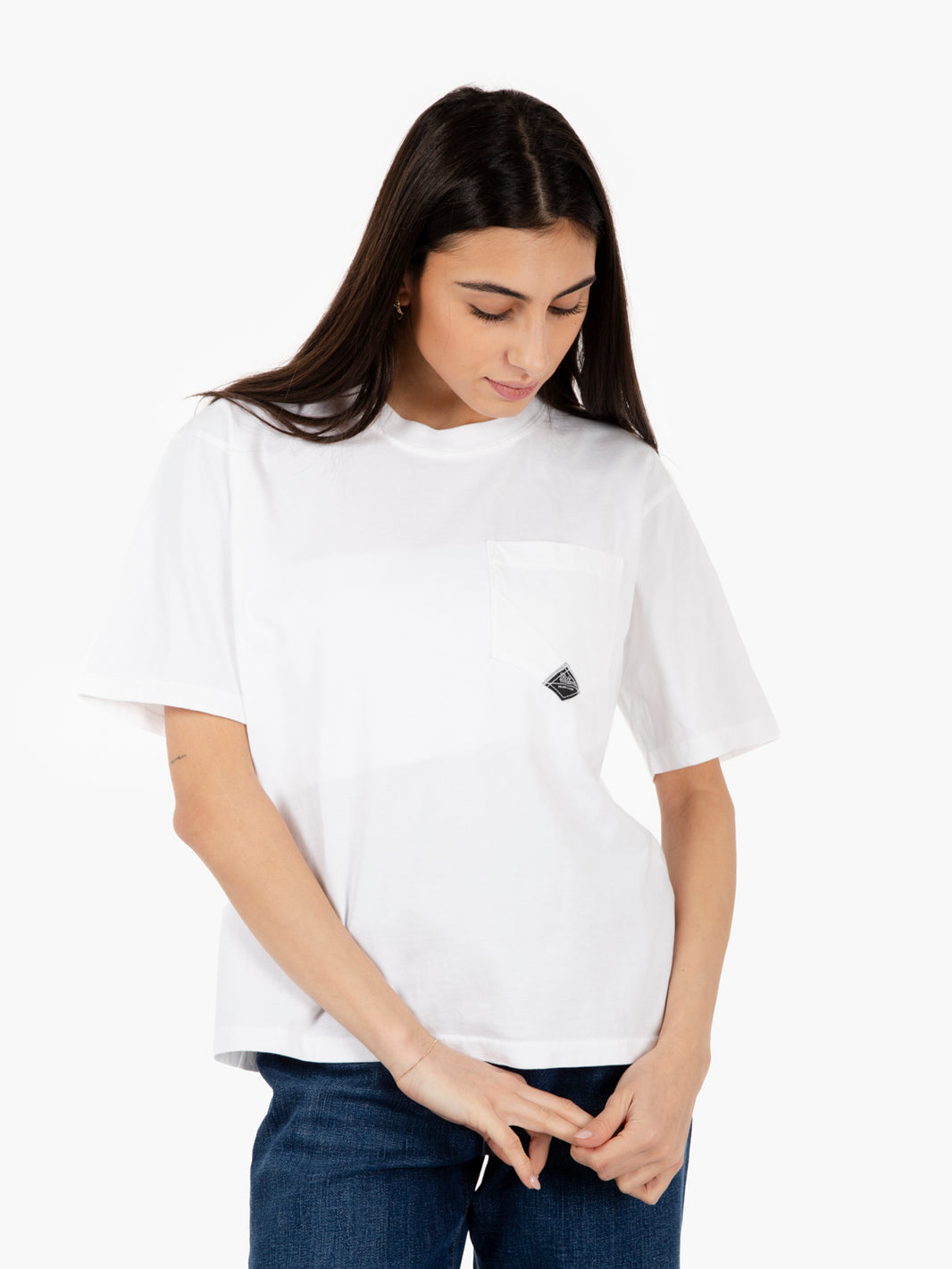 W T-shirt with pocket and optical white logo