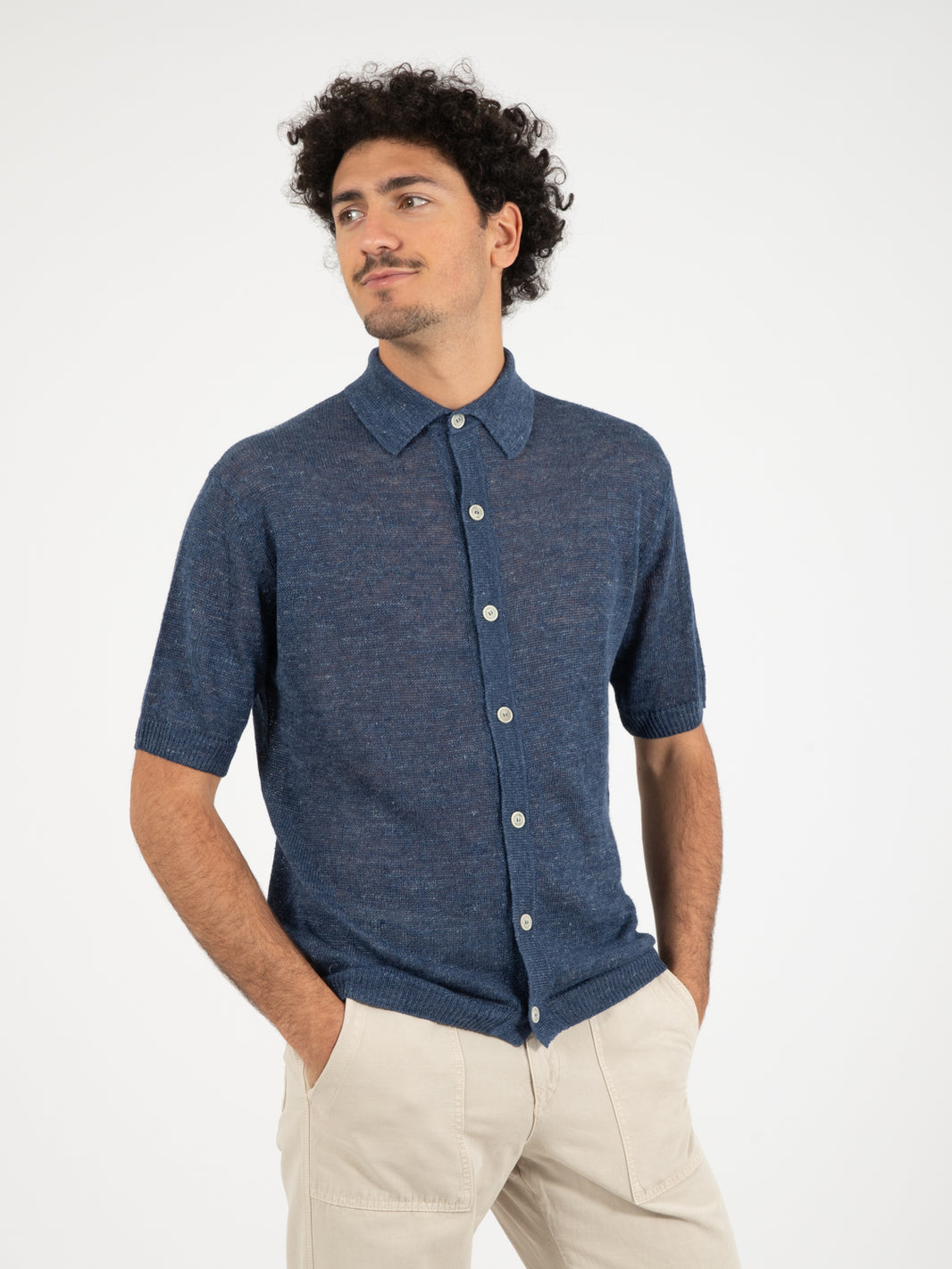 Camicia manica corta over indaco