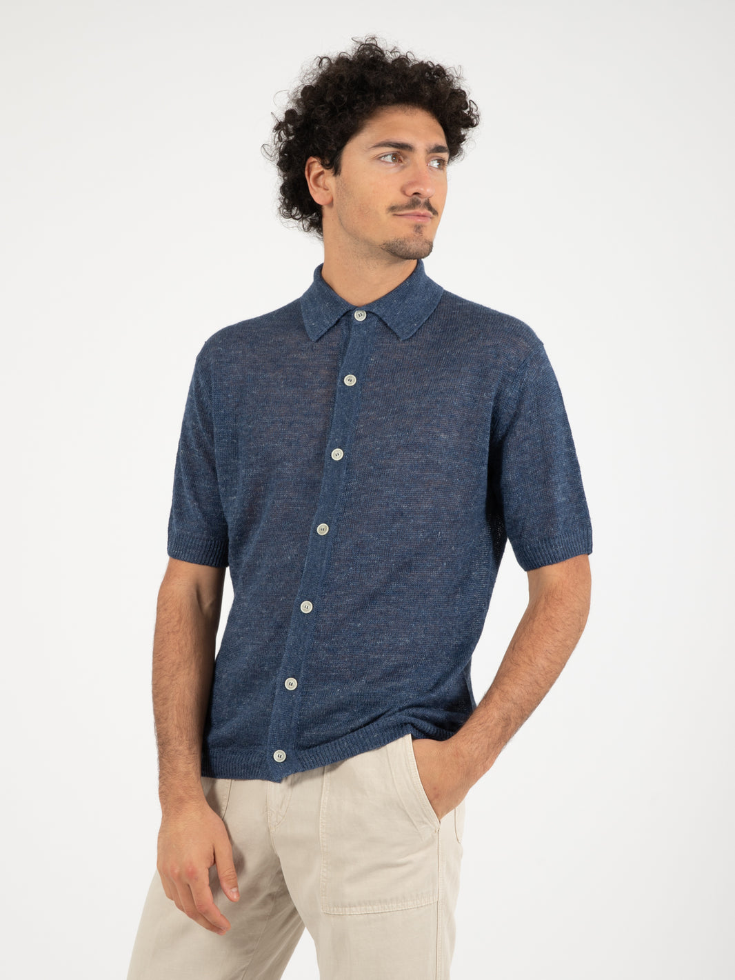 Camicia manica corta over indaco