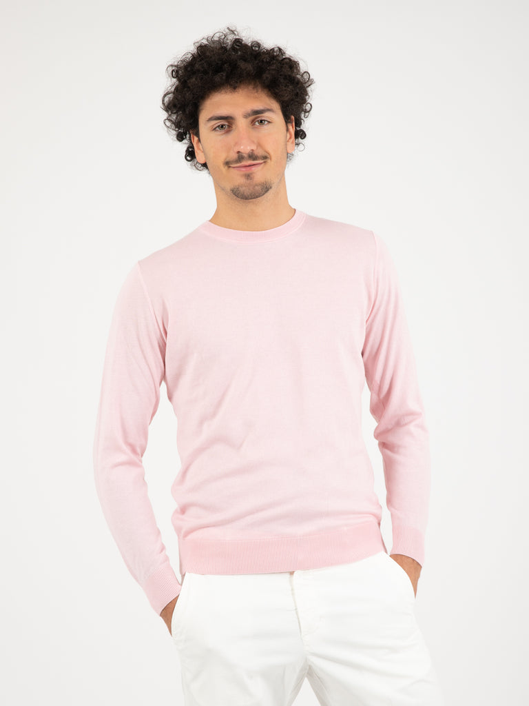 ST.MORITZ - Maglia girocollo in cotone e cashmere confetto