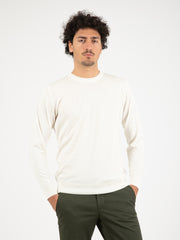 ST.MORITZ - Maglia girocollo in cotone e cashmere latte / gesso