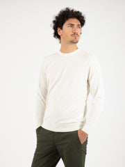 ST.MORITZ - Maglia girocollo in cotone e cashmere latte / gesso