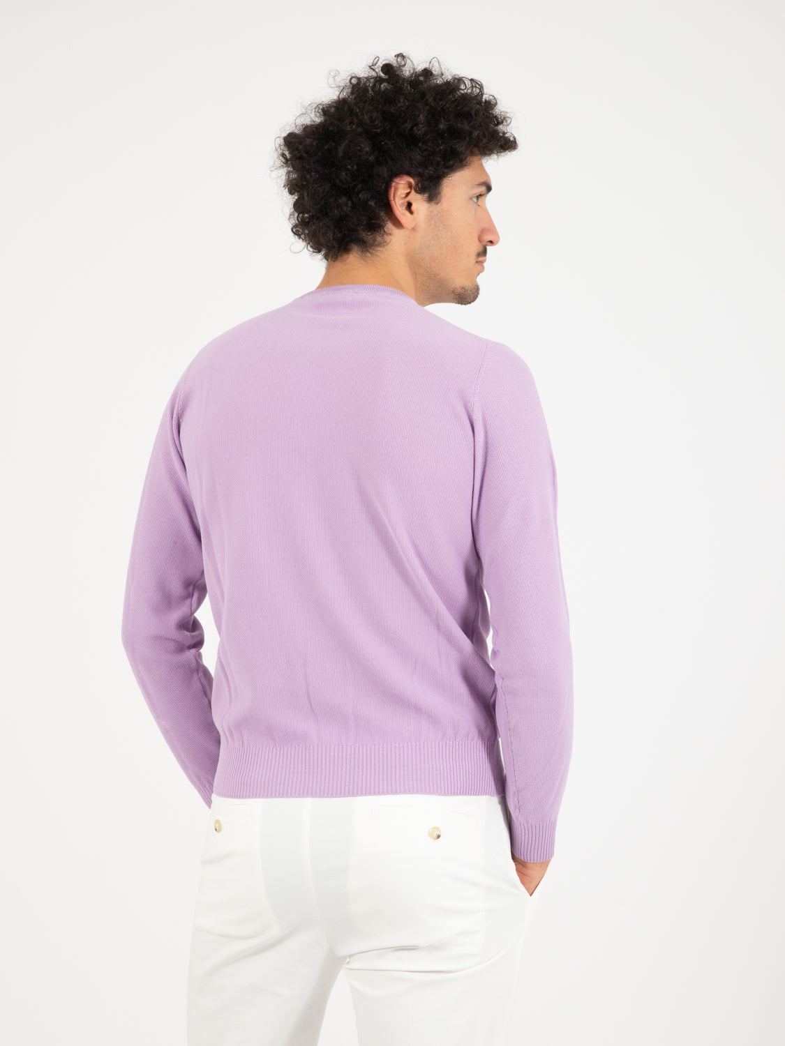 Maglia girocollo punto riso glicine