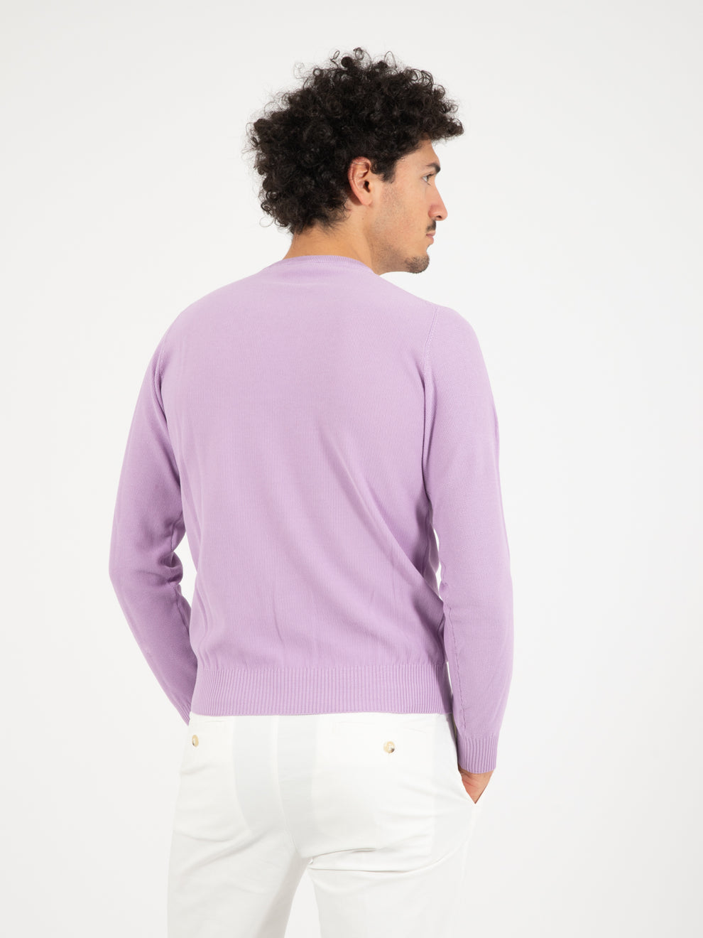Maglia girocollo punto riso glicine