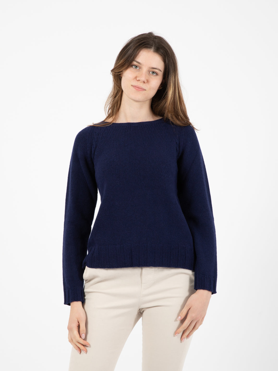 Navy braid crop sweater